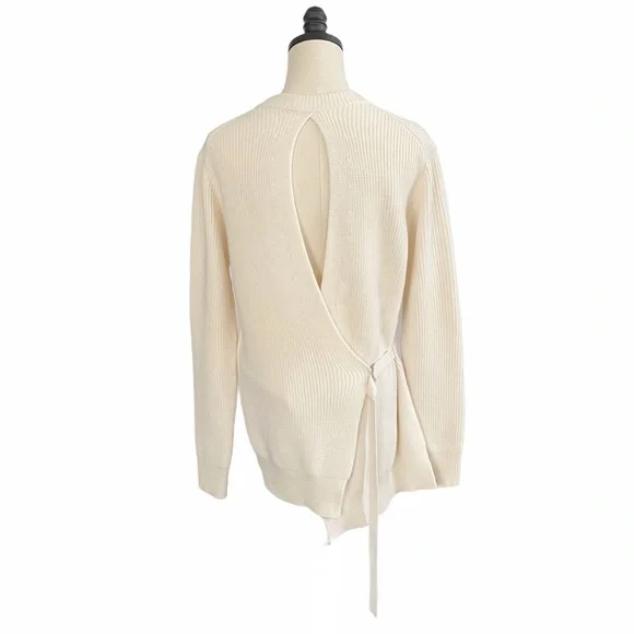 Proenza Schouler Ivory Cotton Cashmere Rib Wrap SweaterMEDIUM